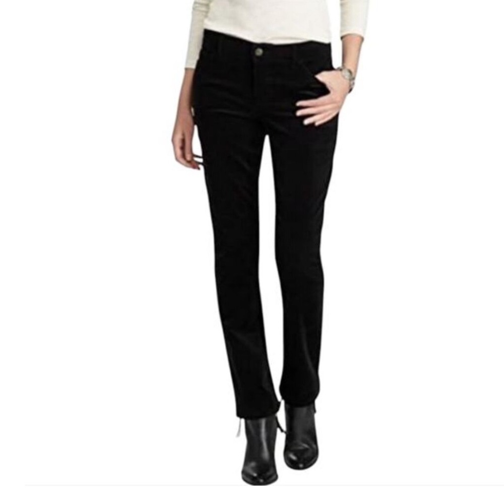 Pilcro and the Letterpress Velvet Pants Womens 29 Black Serif Slim Fit Mid Rise
